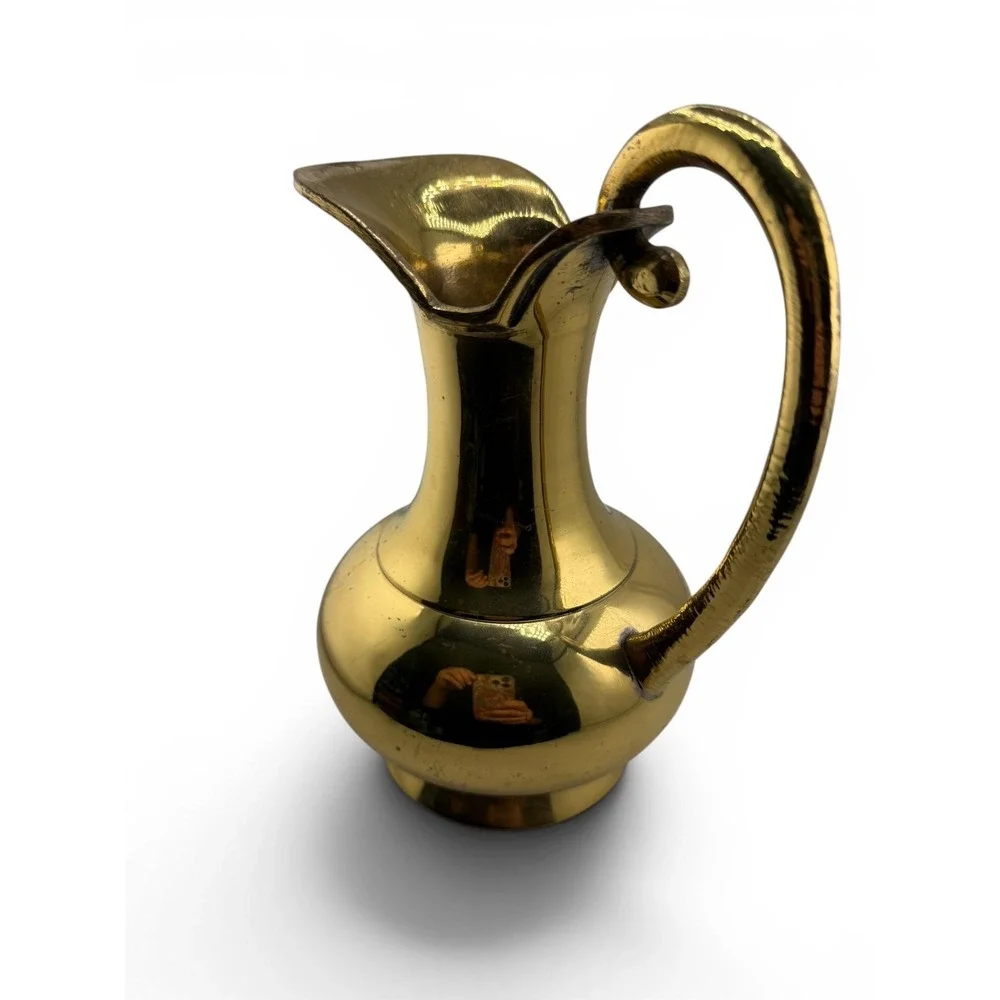 Vintage Solid Brass Pitcher Vase 7.5